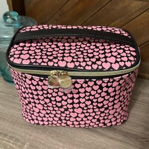 Dabney Lee Cosmetic Makeup Travel Case Bag Black and Pink Hearts